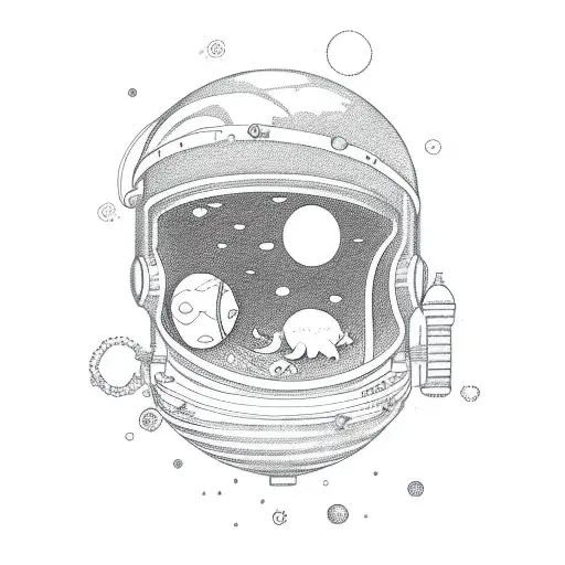 ocean or an astronaut but I'm heartbroken and alone tattoo design idea