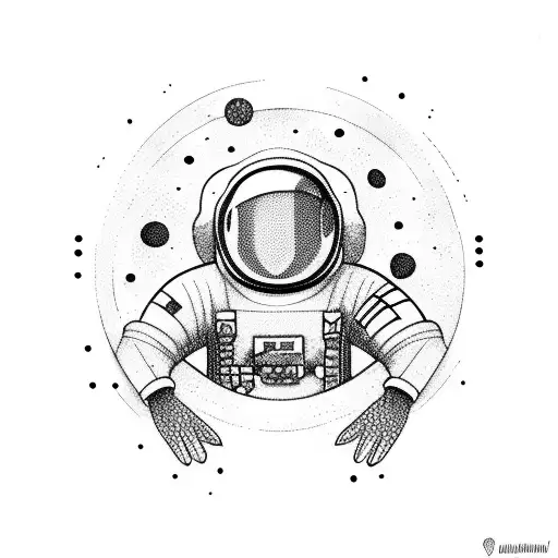 astronaut floating in space with no boundaries and has freedom tattoo design idea