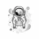 astronaut floating in space with no boundaries and has freedom tattoo design idea