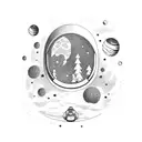 astronaut floating in space with no boundaries and has freedom tattoo design idea