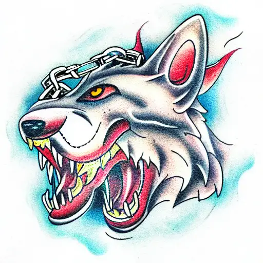 fenrir in chains eating sun tattoo design idea