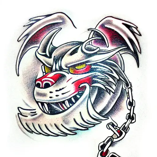 fenrir engaging chains tattoo design idea