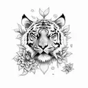 Imagine a captivating tattoo featuring a majestic tiger surrounded by delicate flowers. This design incorporates the str tattoo design idea