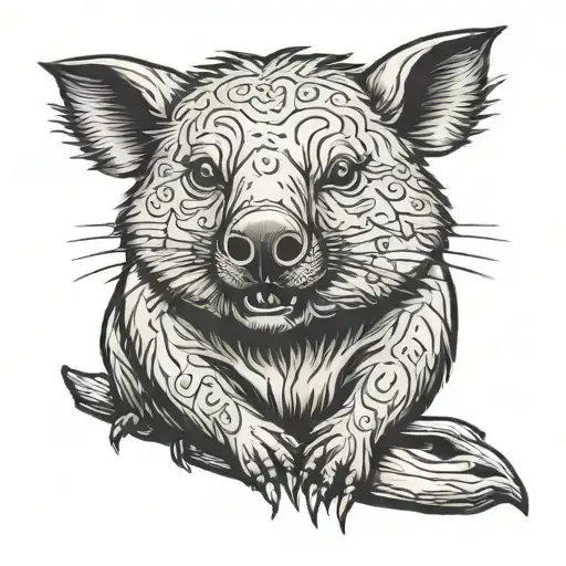 wombat with mullet  tattoo design idea