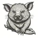 wombat with mullet  tattoo design idea