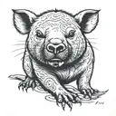 wombat with mullet  tattoo design idea