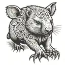 wombat with mullet  tattoo design idea
