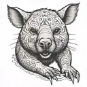 wombat with mullet  tattoo design idea