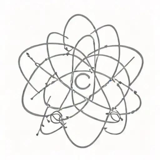simple starlike Atom symbol with the phrase 'Comfort in Chaos' tattoo design idea