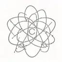 simple starlike Atom symbol with the phrase 'Comfort in Chaos' tattoo design idea