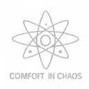 simple starlike Atom symbol with the phrase 'Comfort in Chaos' tattoo design idea