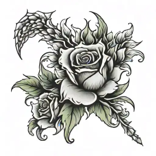 Snapdragon and rose tattoo design idea