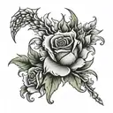 Snapdragon and rose tattoo design idea