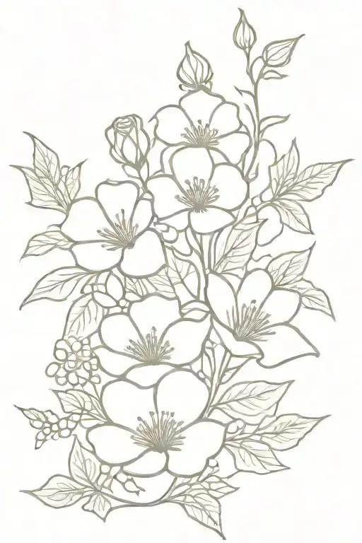 Violets, Daisies, Roses, Water Lily, Morning Glory, Holly Berry  tattoo design idea