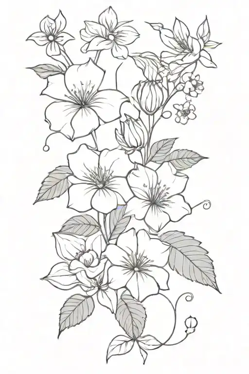 Violets, Daisies, Roses, Water Lily, Morning Glory, Holly Berry  tattoo design idea