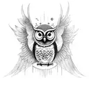 undead looking owl with spread wings  tattoo design idea