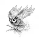 undead looking owl with spread wings  tattoo design idea