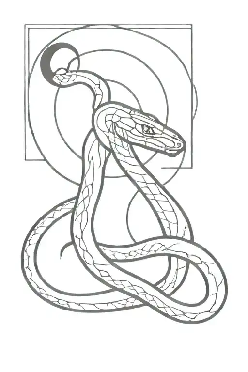 Snake with red and a moon tattoo design idea