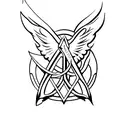 templar sword with angel praying inside trapped tattoo design idea