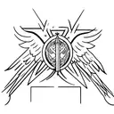 templar sword with angel praying inside trapped tattoo design idea