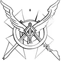 templar sword with angel praying inside trapped tattoo design idea