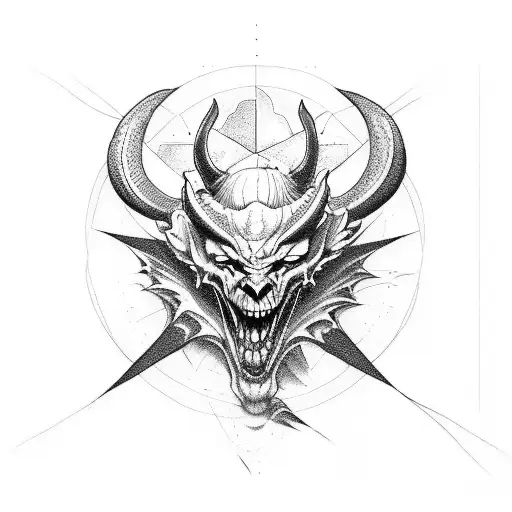 devil on moon tattoo design idea