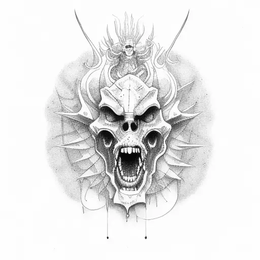  standing devil on moon tattoo design idea