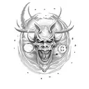 devil on moon tattoo design idea