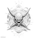 devil on moon tattoo design idea