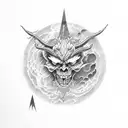 devil on moon tattoo design idea
