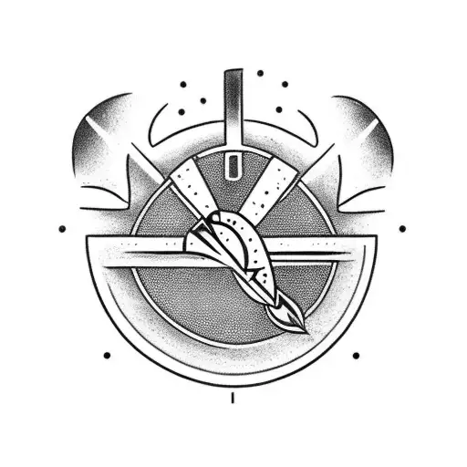 A tattoo design combining a slice of pizza and a hammer and sickle symbolizing communism tattoo design idea
