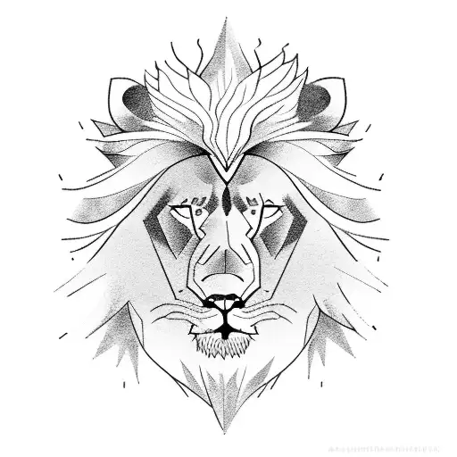 A lion standing on top of a mountain, symbolizing the strength and determination of a leader tattoo design idea