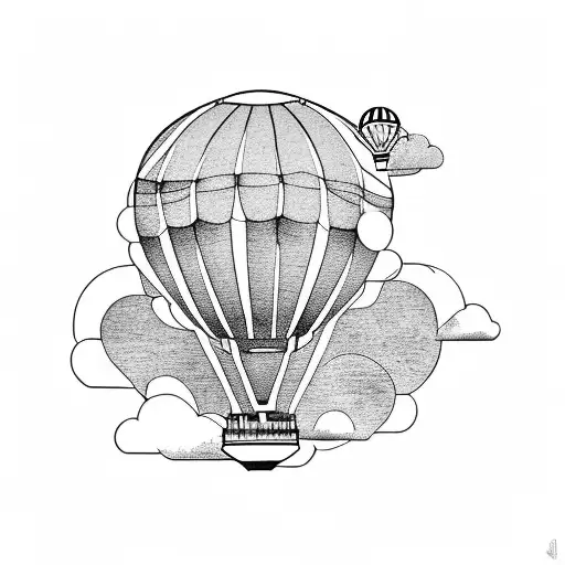 A hot air balloon floating above landmarks from different countries tattoo design idea