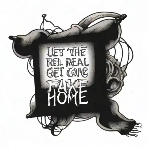 lyrics saying "let the real speak, let the fake get gone, let the fake go home" tattoo design idea