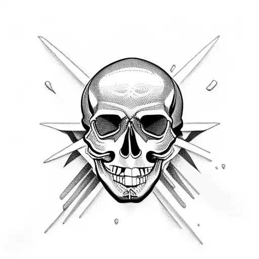 laughing skull with ski's for crossbones tattoo design idea