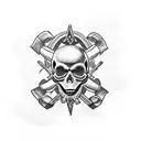 skull and crossbones with skis for bones tattoo design idea
