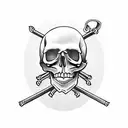 skull and crossbones with skis for bones tattoo design idea