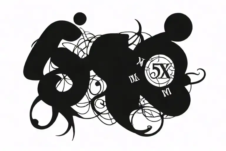Roman Numeral 5 with names written on inside  tattoo design idea