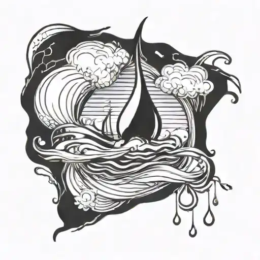 Water drop and storm strike tattoo design idea