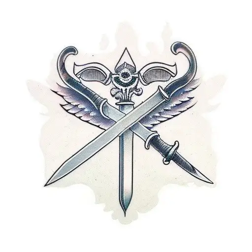 sword and spike tattoo design idea