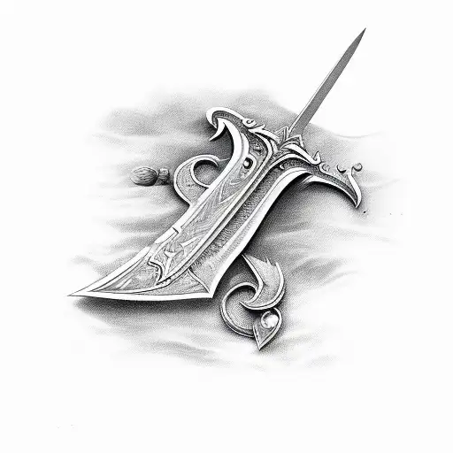 sword and spike tattoo design idea
