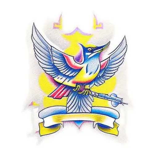 nightingale in ukranian style tattoo design idea