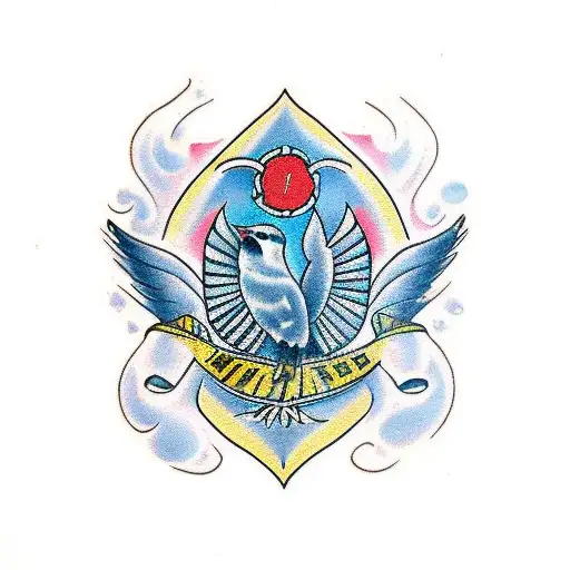 nightingale in ukranian style tattoo design idea