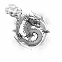 dragon with smoke tattoo design idea