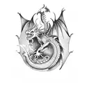 dragon with smoke tattoo design idea