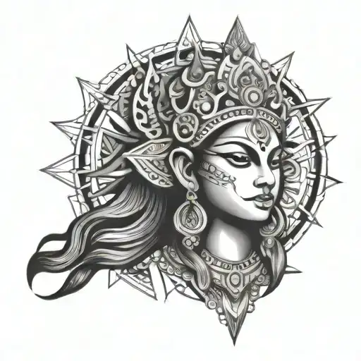 durga indian goddess tattoo design idea