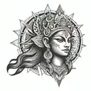 durga indian goddess tattoo design idea