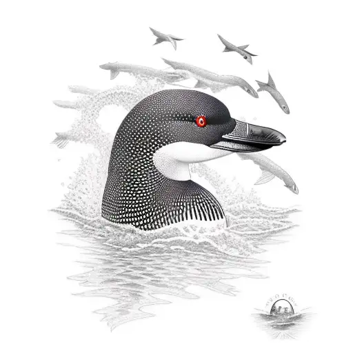 Loon diving for a fish tattoo design idea