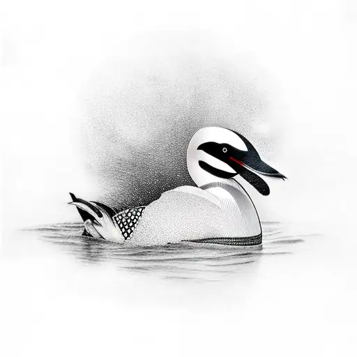 Loon swimming  tattoo design idea