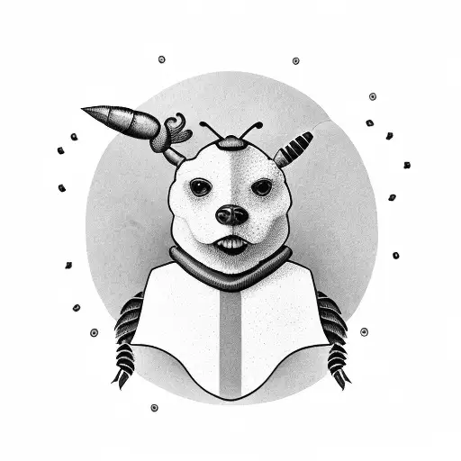 bee wearing an miner elmet and a pickaxe  tattoo design idea